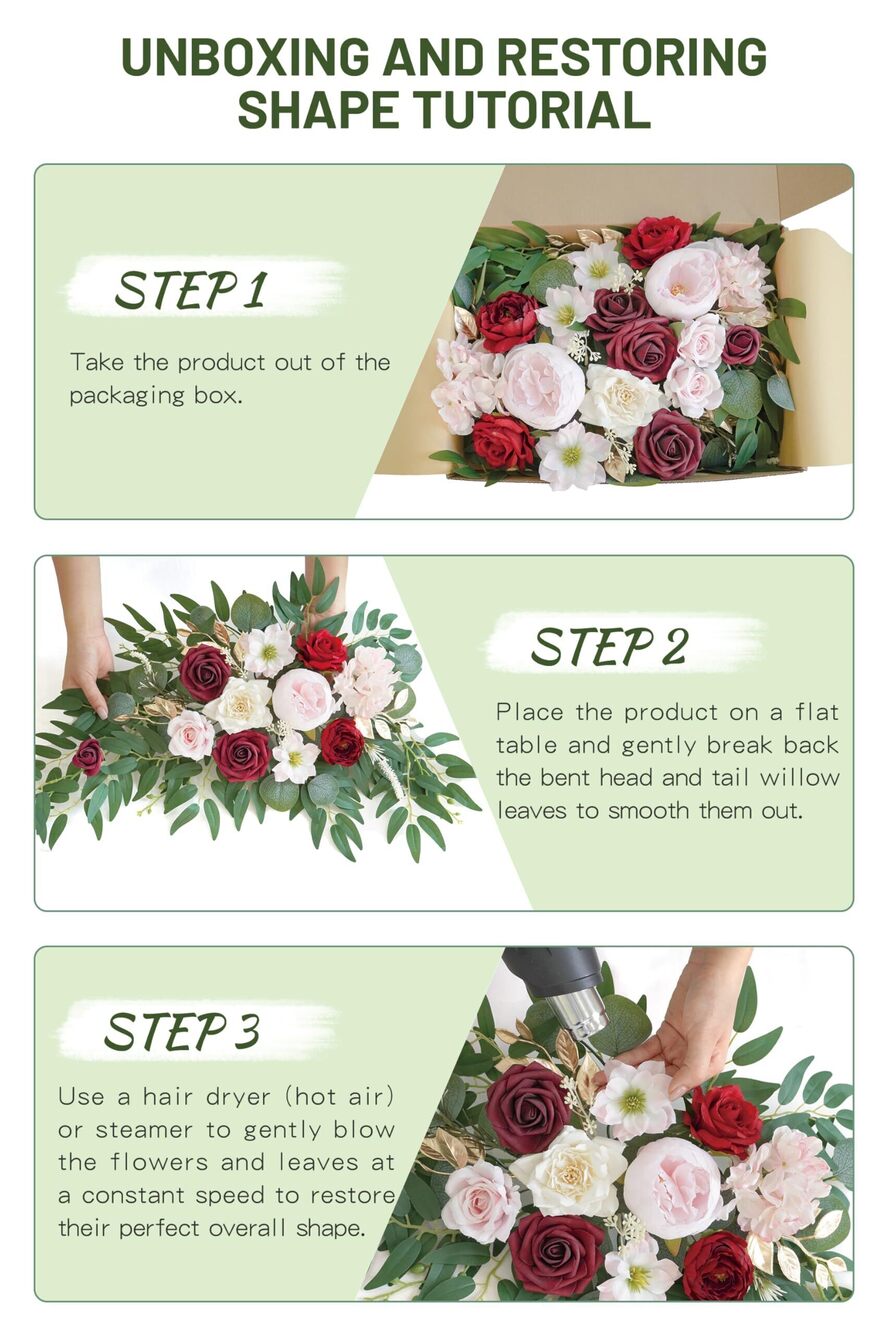 3644 Faux Flower Swag Set of 2 for Wedding Welcome Signs Floral Swag - Picture 9 of 9
